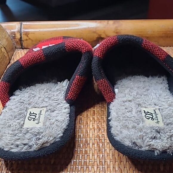 Dearfoams sz L (11-12) men's house slippers wool/ faux fur - Picture 2 of 8